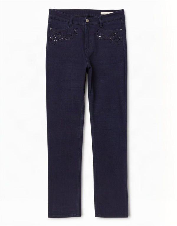 Blugi drepti pentru femei Marks & Spencer UK 10 mici W30 L29 bleumarin bumbac