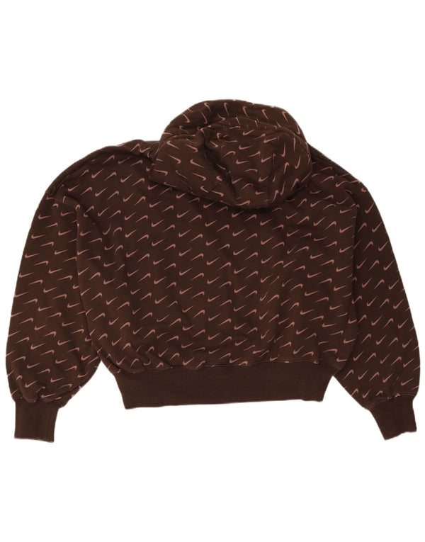 Pulover cu glugă supradimensionat cu grafic Nike pentru femei UK 10 mic, maro, bumbac