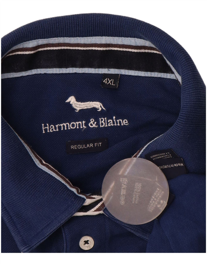 Cămașă polo HARMONT & BLAINE pentru bărbați, 4XL, bumbac bleumarin