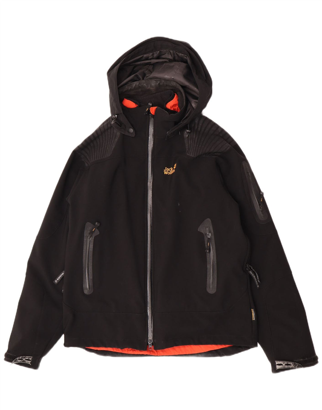 Jack Wolfskin Jachetă de vânt cu glugă pentru bărbați UK 40/42 Poliester negru mare