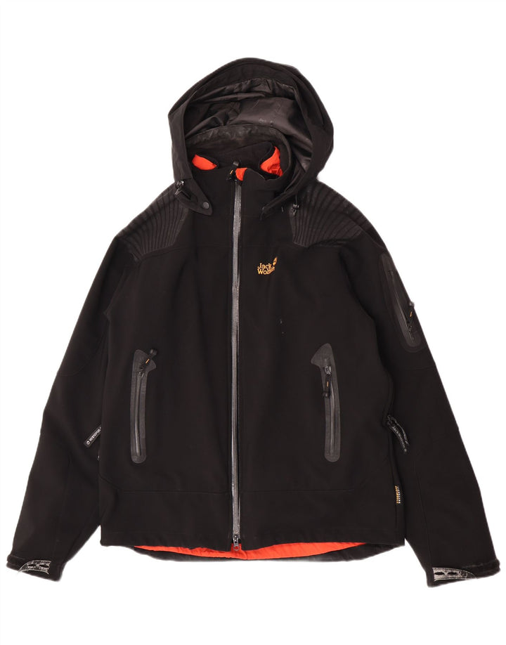 Jack Wolfskin Jachetă de vânt cu glugă pentru bărbați UK 40/42 Poliester negru mare