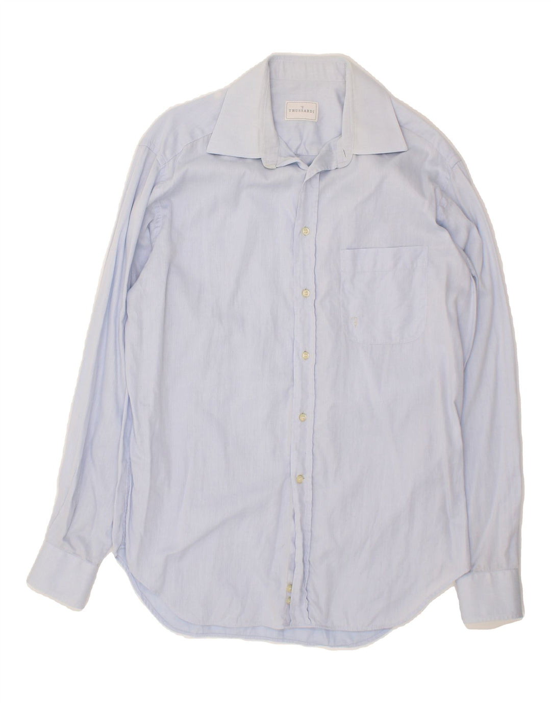 TRUSSARDI Mens Shirt Size 15 1/2 Medium Blue Cotton Vintage Trussardi and Second-Hand Trussardi from Messina Hembry 
