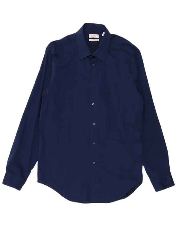 Cămașă pentru bărbați Calvin Klein Slim Fit UK 16 1/2 Mare Bumbac bleumarin