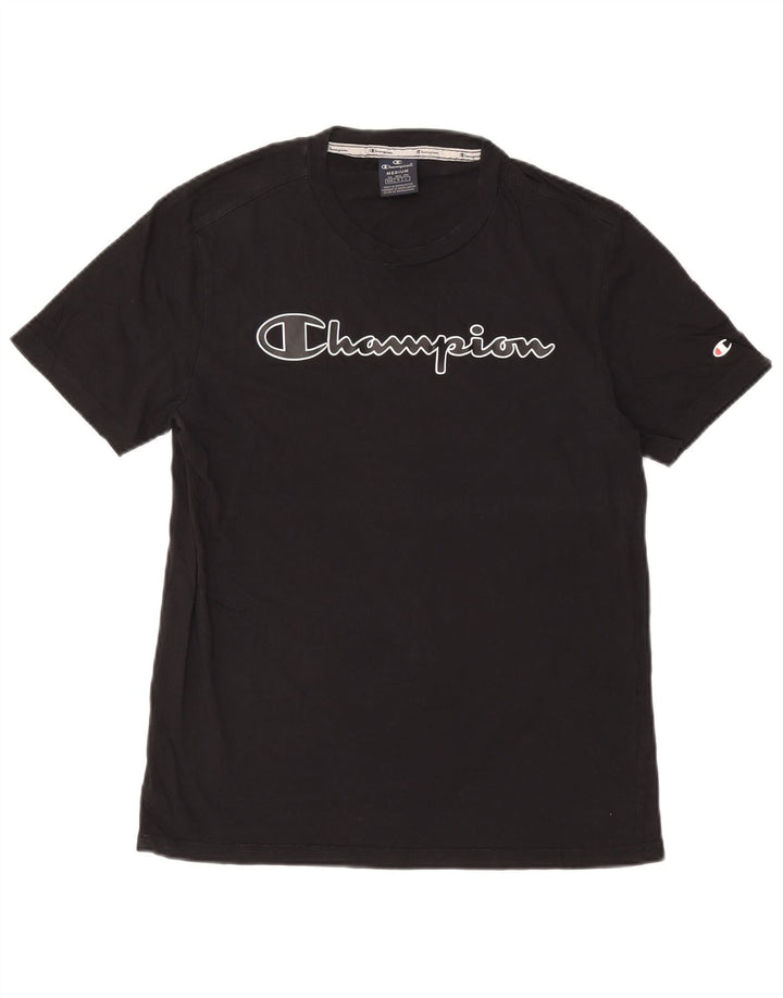 Tricou grafic Champion pentru bărbați Top mediu din bumbac negru