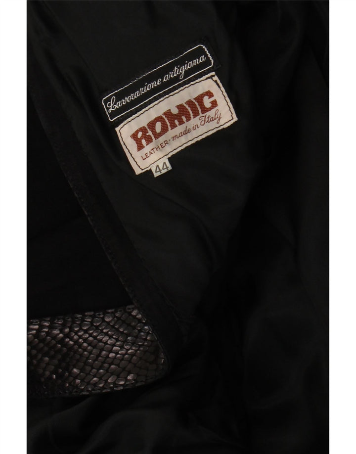 Jachetă Bolero Vintage de piele intoarsa pentru femei IT 44 Medium Black Animal Print