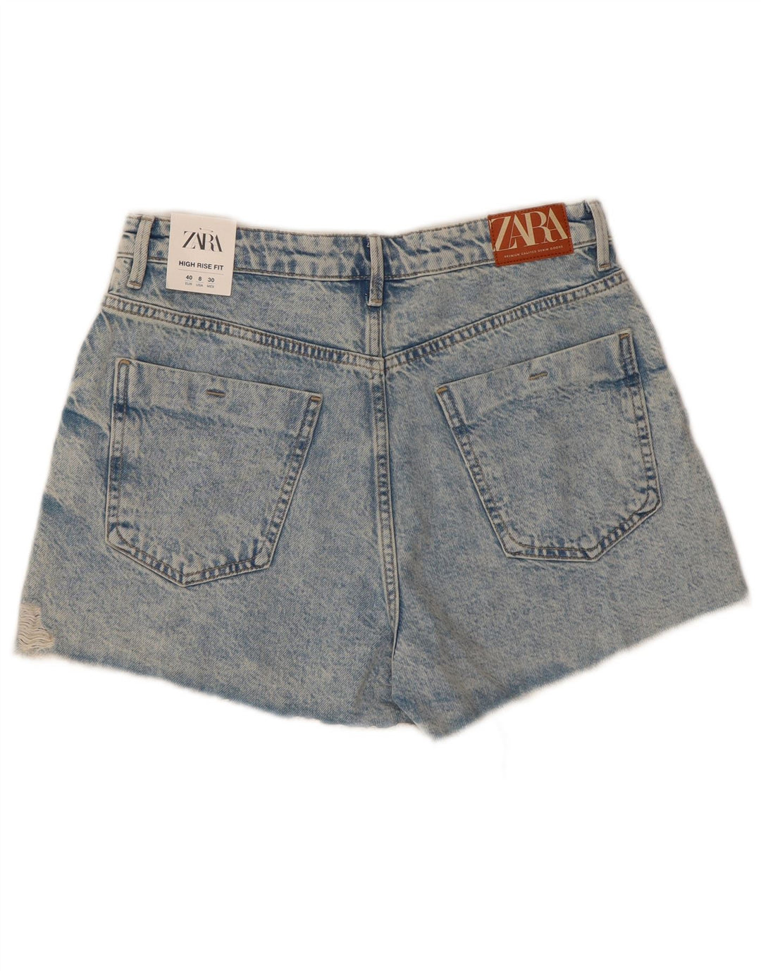Pantaloni scurți din denim învechit ZARA pentru femei EU 40 Medium W30 Bumbac albastru