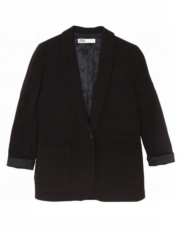 Blazer pentru femei Zara cu 1 nasture UK 14 Medium Black