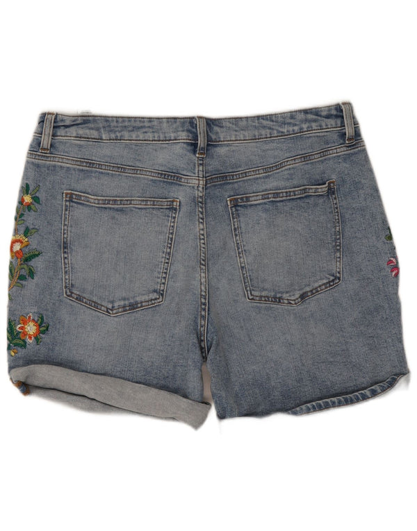 Marks & Spencer Pantaloni scurți din blugi pentru femei Boyfriend UK 16 Large W35 Blue Floral