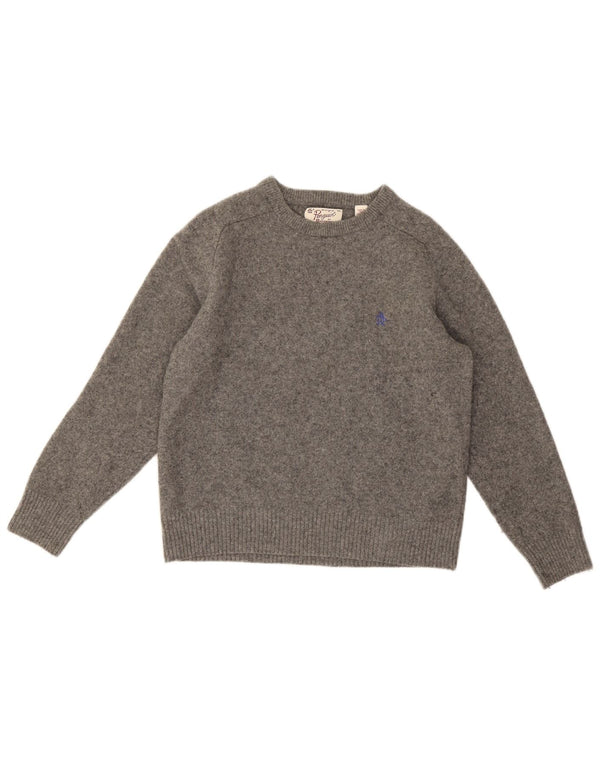 Pulover pentru femei Penguin cu gât de barcă UK 20 2XL Gri Lambswool