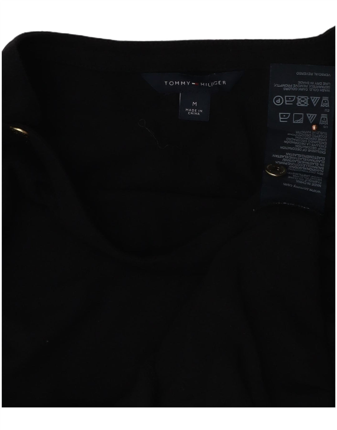 Top pentru femei Tommy Hilfiger cu mâneci 3/4 UK 12, bumbac mediu negru