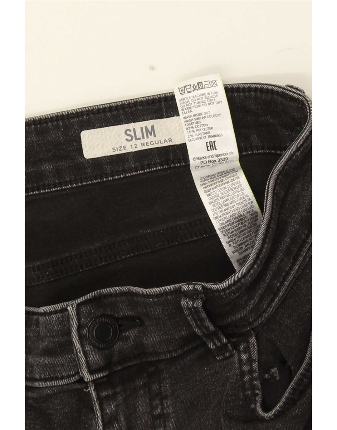 Blugi subțiri pentru femei Marks & Spencer UK 12 Medium L30 L27 Bumbac gri