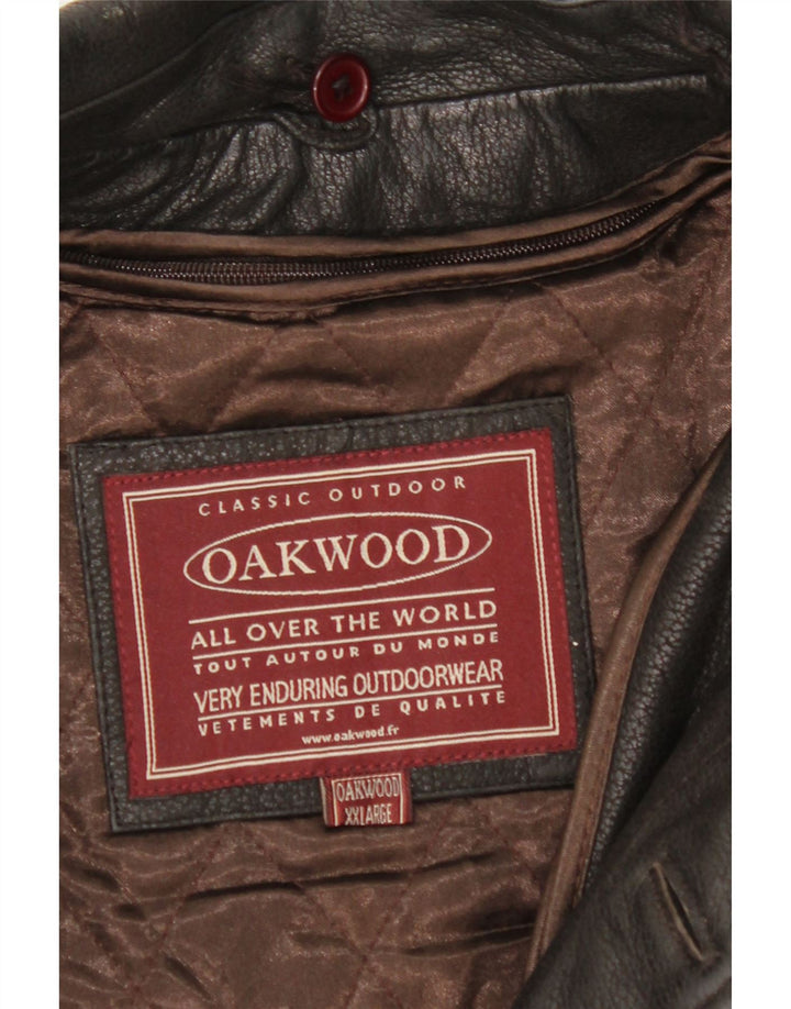 OAKWOOD Mens Leather Jacket UK 44 2XL Black Leather Vintage Oakwood and Second-Hand Oakwood from Messina Hembry 