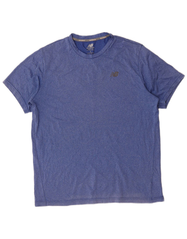 New Balance Mens T-Shirt Top Large Blue Polyester