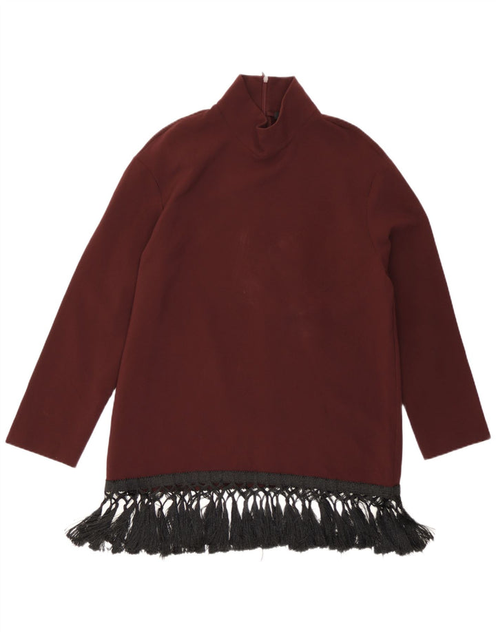 Top cu tunică cu mânecă lungă pentru femei Zara UK 14 Burgundy mediu