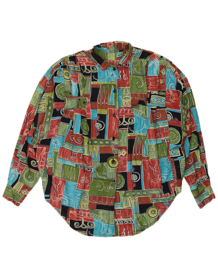 Bluză de cămașă vintage pentru femei UK 20 2XL, multicoloră, patchwork