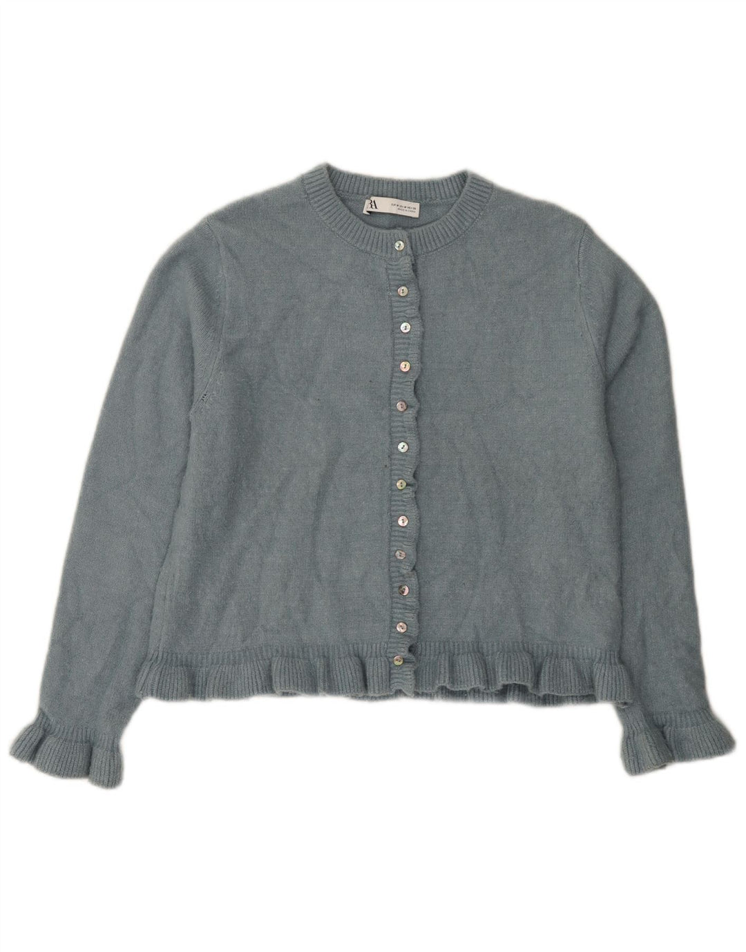 Pulover cardigan pentru femei Zara UK 14 Poliester albastru mediu