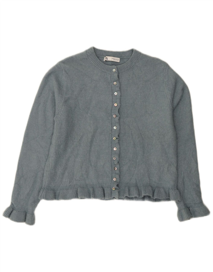 Pulover cardigan pentru femei Zara UK 14 Poliester albastru mediu