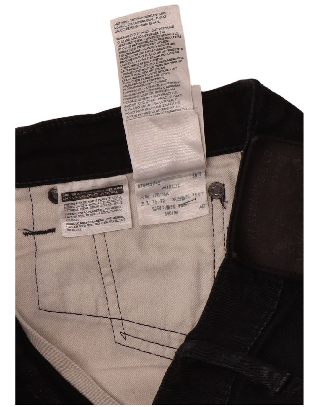 Blugi drepti pentru bărbați Levi's W30 L32 bumbac negru