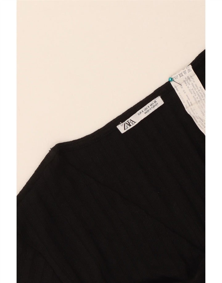 Crop Top pentru femei Zara UK 8 Poliester negru mic