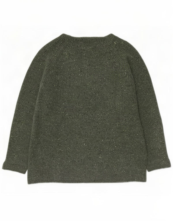 Woolrich Pulover supradimensionat cu decolteu în V pentru femei UK 18 XL verde pătat