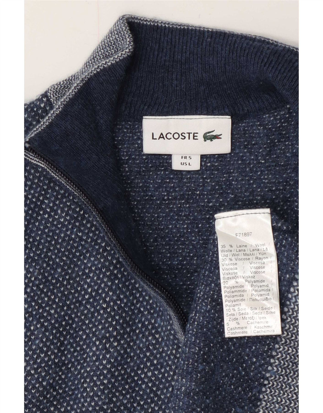 Pulover cardigan pentru bărbați Lacoste Mărimea 5 Lână mare albastră