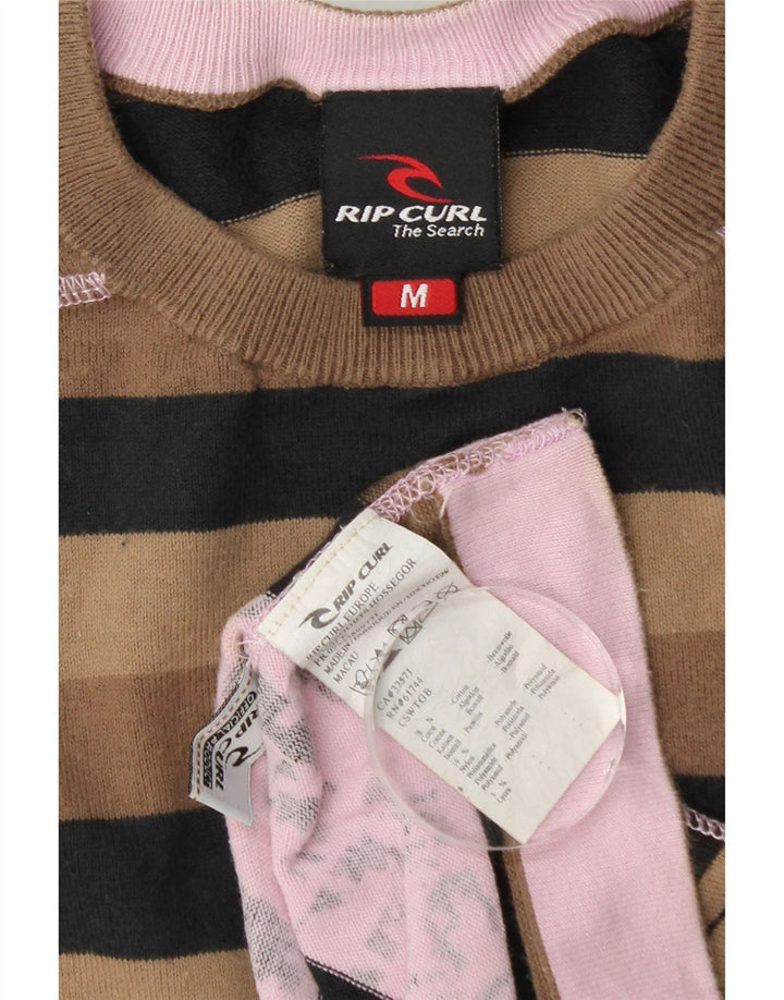 Top grafic pentru bărbați Rip Curl cu mânecă lungă din bumbac cu dungi maro mediu