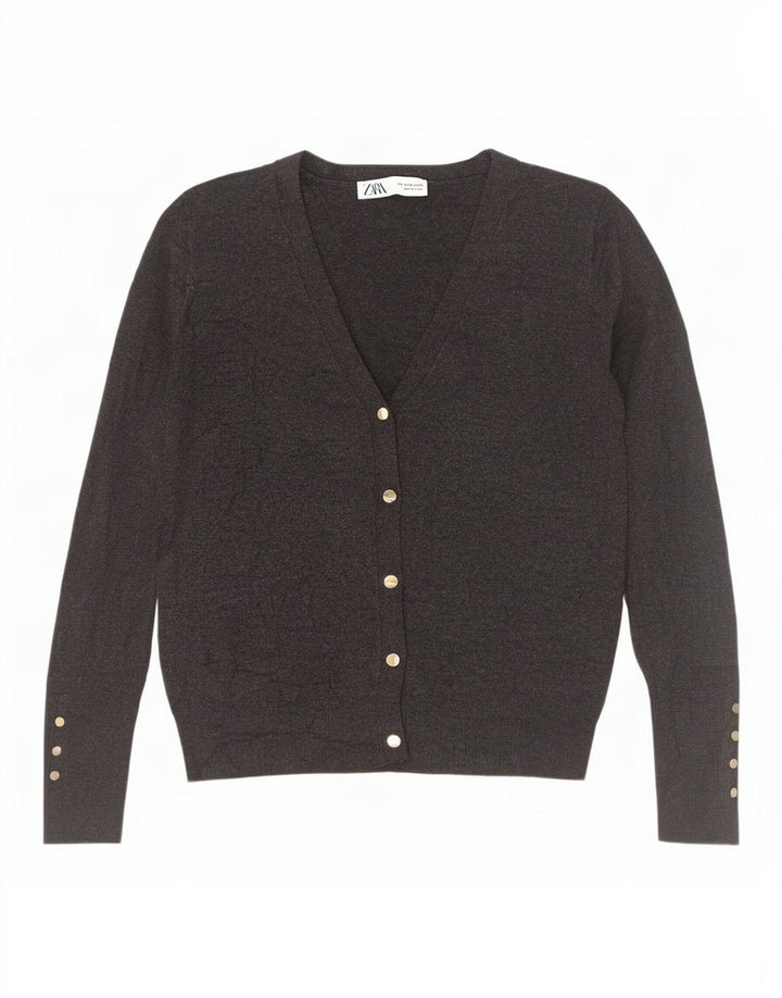 Pulover cardigan pentru femei Zara UK 12 Medium Gri Viscose