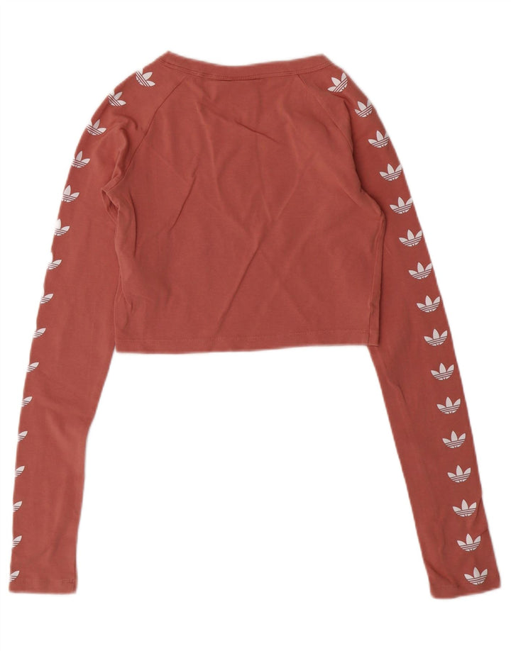 ADIDAS Crop Graphic Top pentru femei cu mânecă lungă UK 6 XS bumbac roz