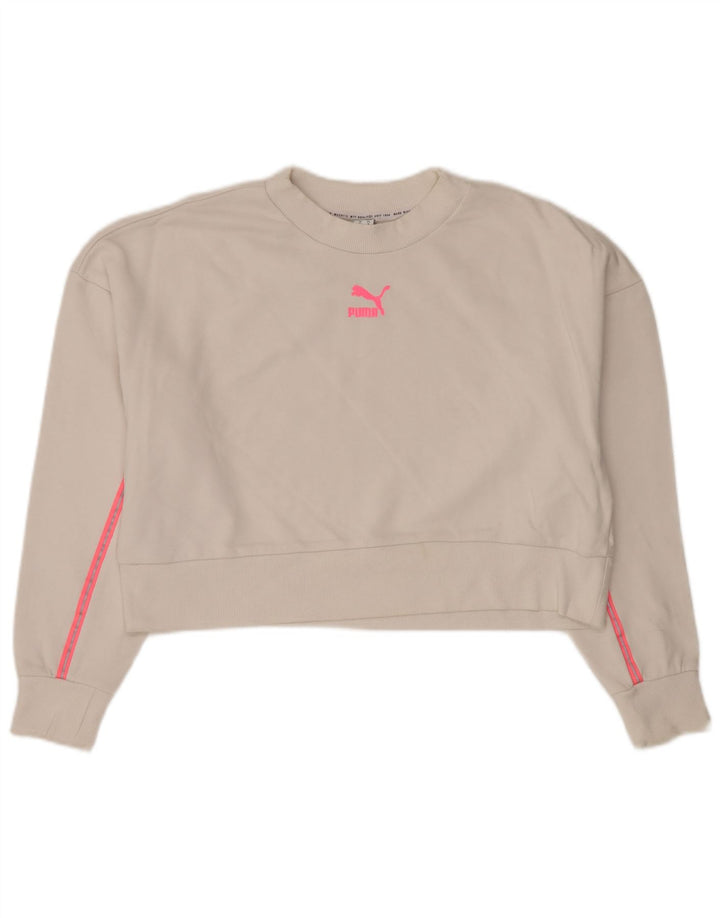 Pulover oversize PUMA Crop pentru femei UK 14 Bumbac alb mediu