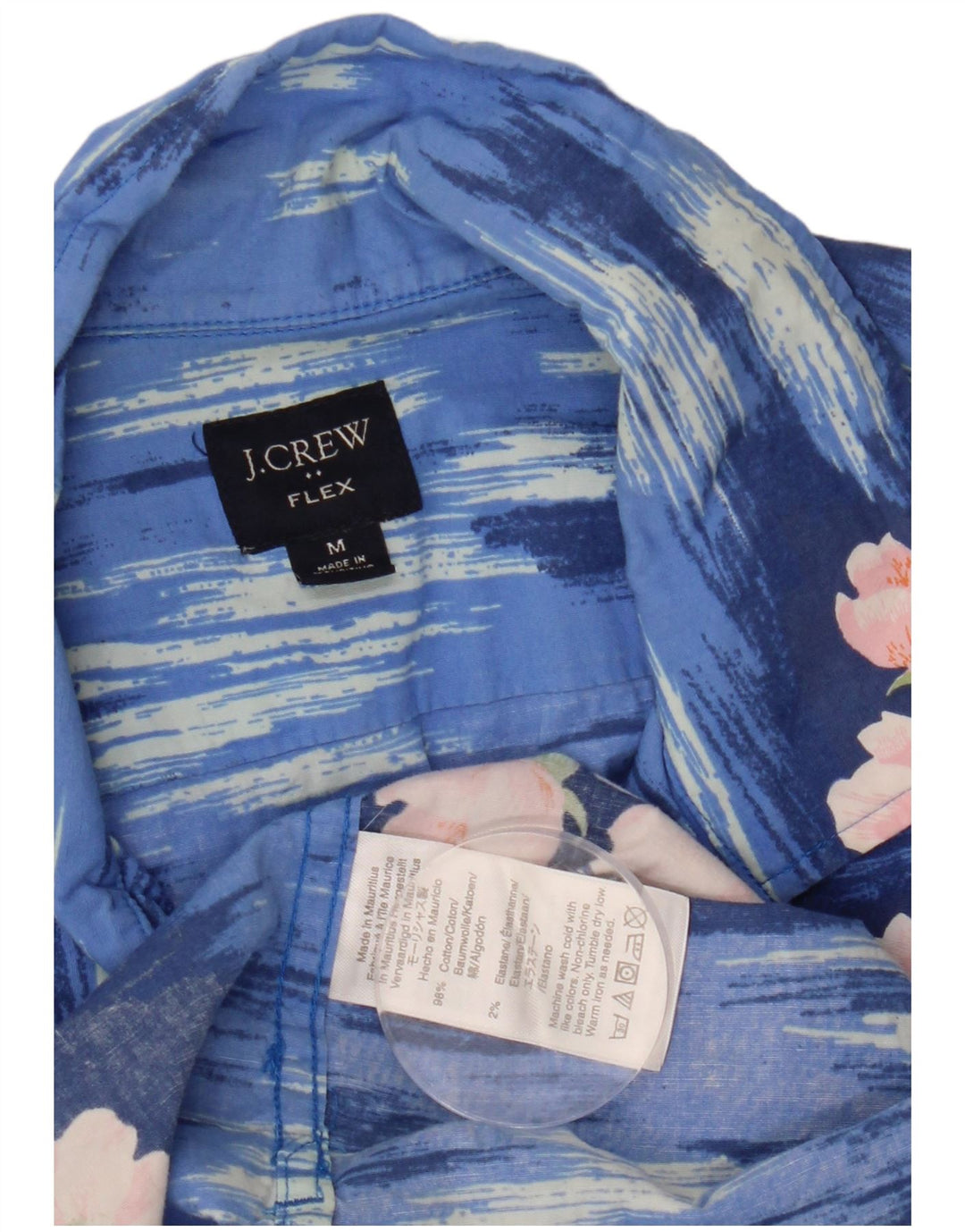 Cămașă cu mânecă scurtă pentru bărbați J. CREW, din bumbac floral, albastru mediu