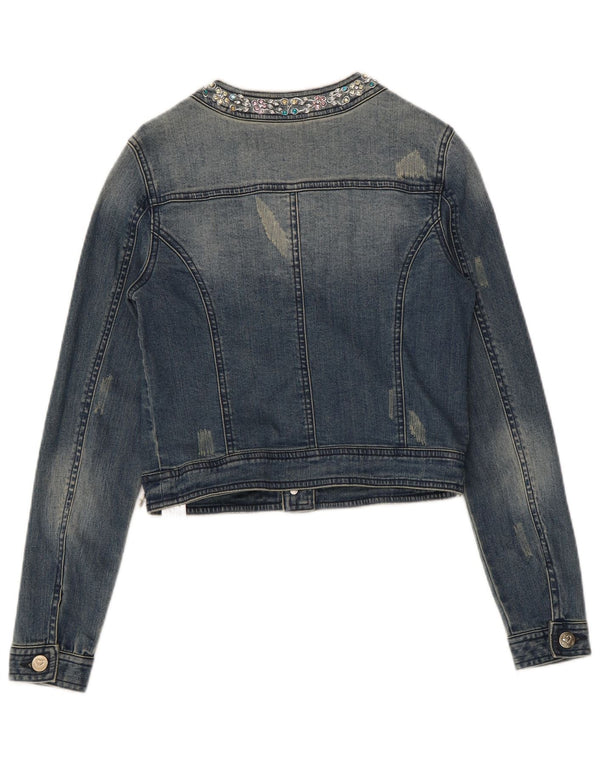 Simona Barbieri Fete Twin-Set Crop Jachetă Denim 13-14 Ani Bumbac Albastru