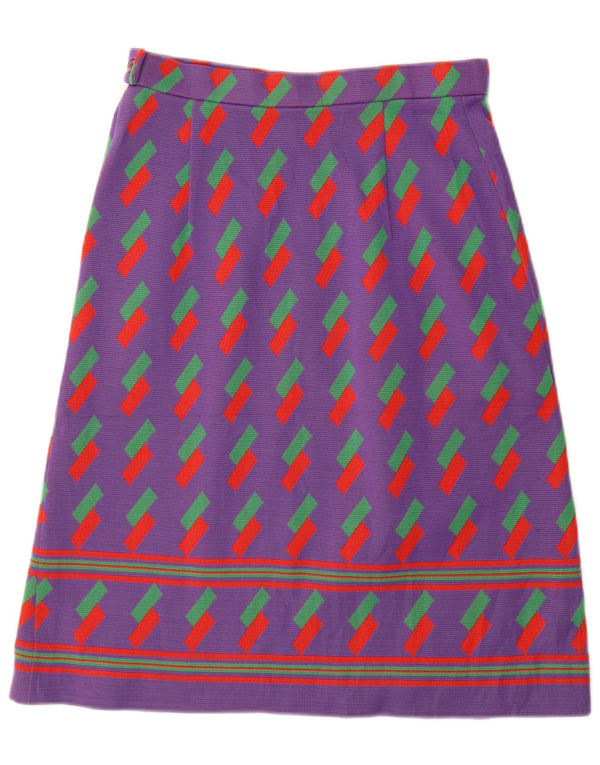 Fustă A-Line pentru femei VINTAGE cu talie înaltă IT 42 Medium W26 Violet Geometric