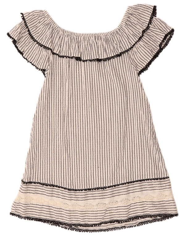 Rochie scurtă pentru femei Zara, cu umăr deschis, UK 10, bumbac cu dungi albe mici
