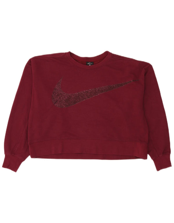 Pulover supradimensionat cu grafic pentru femei Nike UK 10 Bumbac burgundy mic