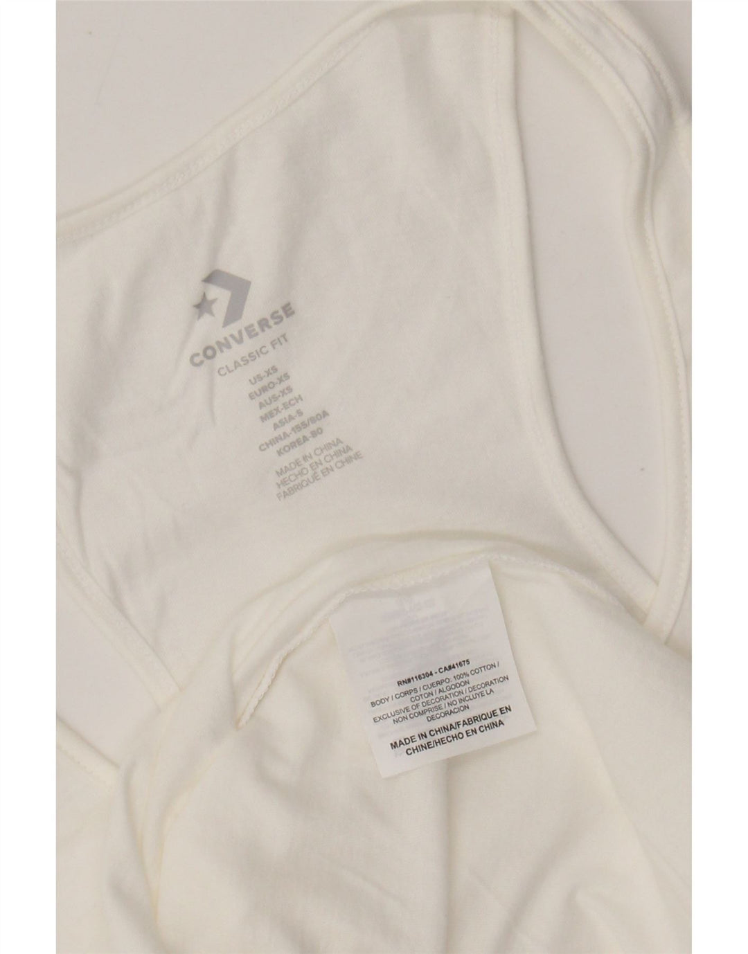 Vestă CONVERSE Classic Fit Graphic Vest Top UK 6 XS Bumbac alb