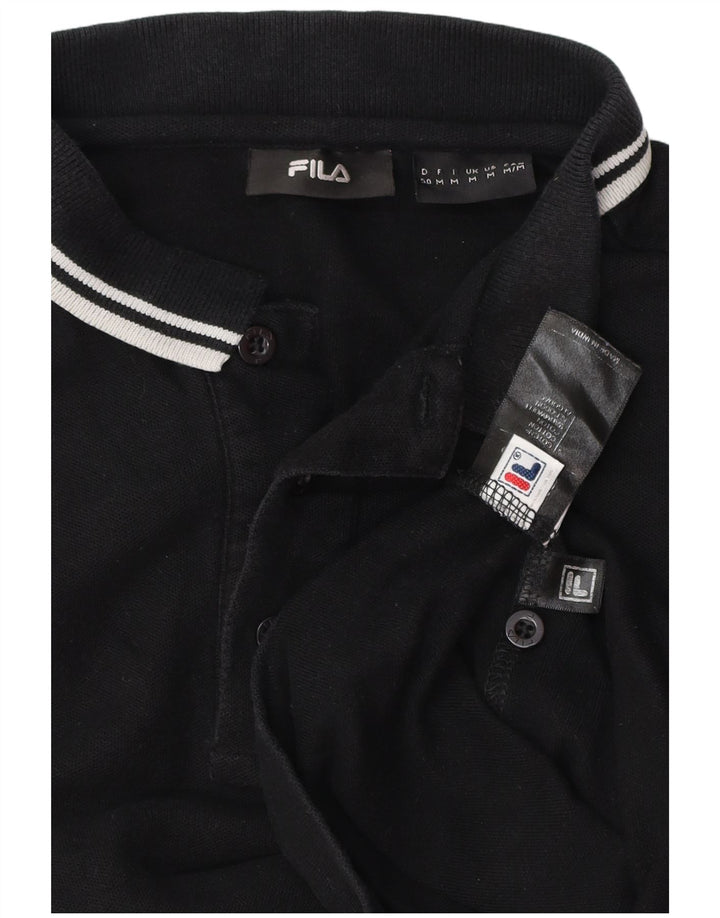 FILA Mens Polo Shirt Medium Black Cotton Vintage Fila and Second-Hand Fila from Messina Hembry 
