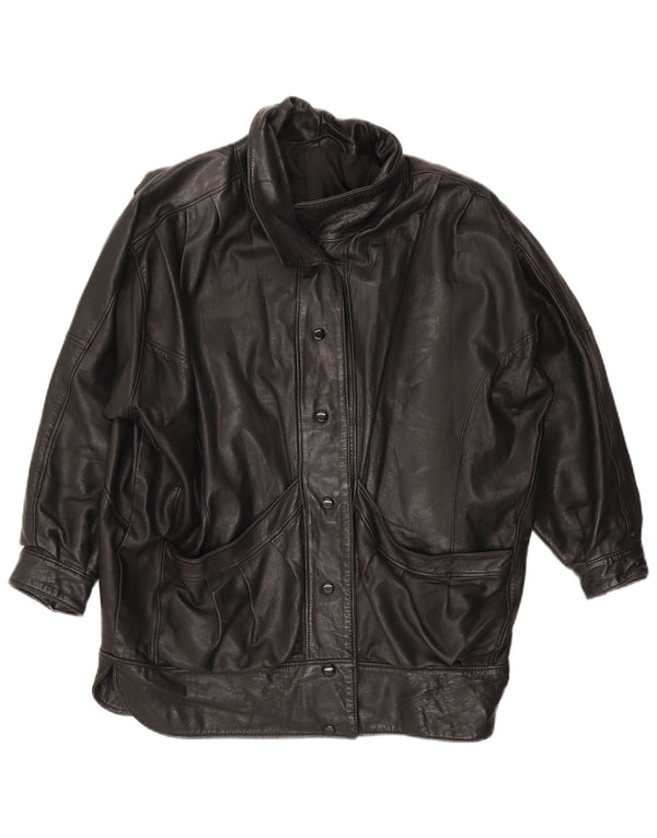 Jachetă de piele supradimensionată pentru femei VINTAGE UK 14, mare, neagră