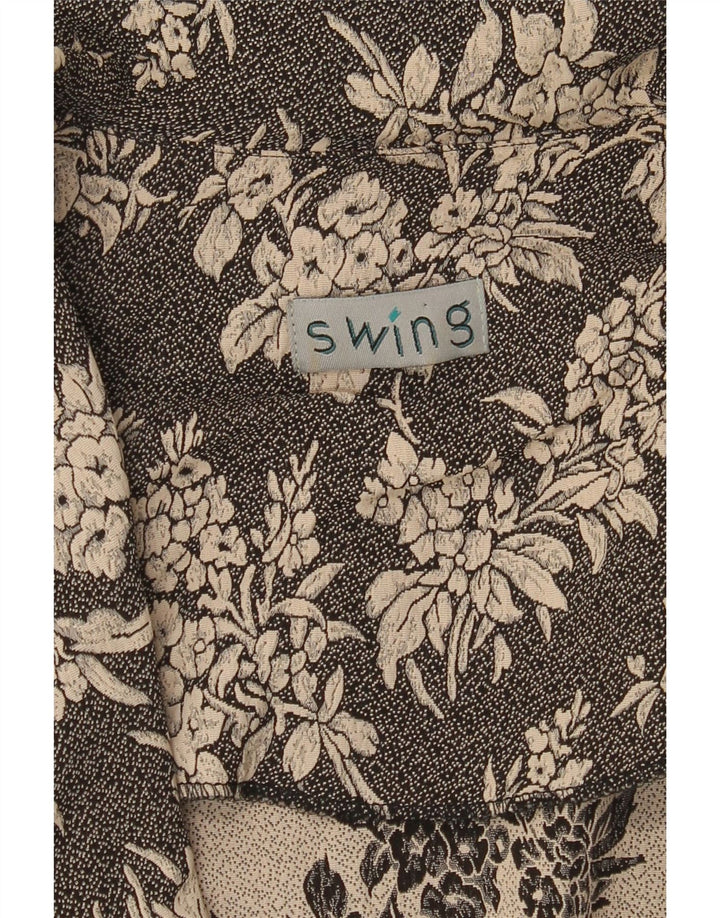 Jachetă de damă VINTAGE Blazer cu 3 nasturi UK 10 Mic Negru Floral