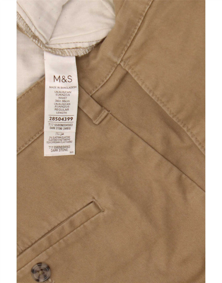 Pantaloni scurți chino pentru bărbați Marks & Spencer W34, mari, bej, bumbac