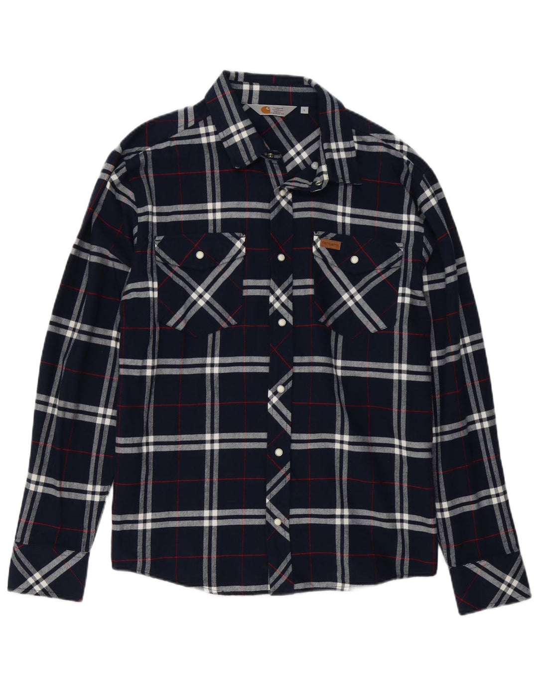 Cămașă de flanel pentru bărbați Carhartt, mare, din bumbac cu carouri bleumarin