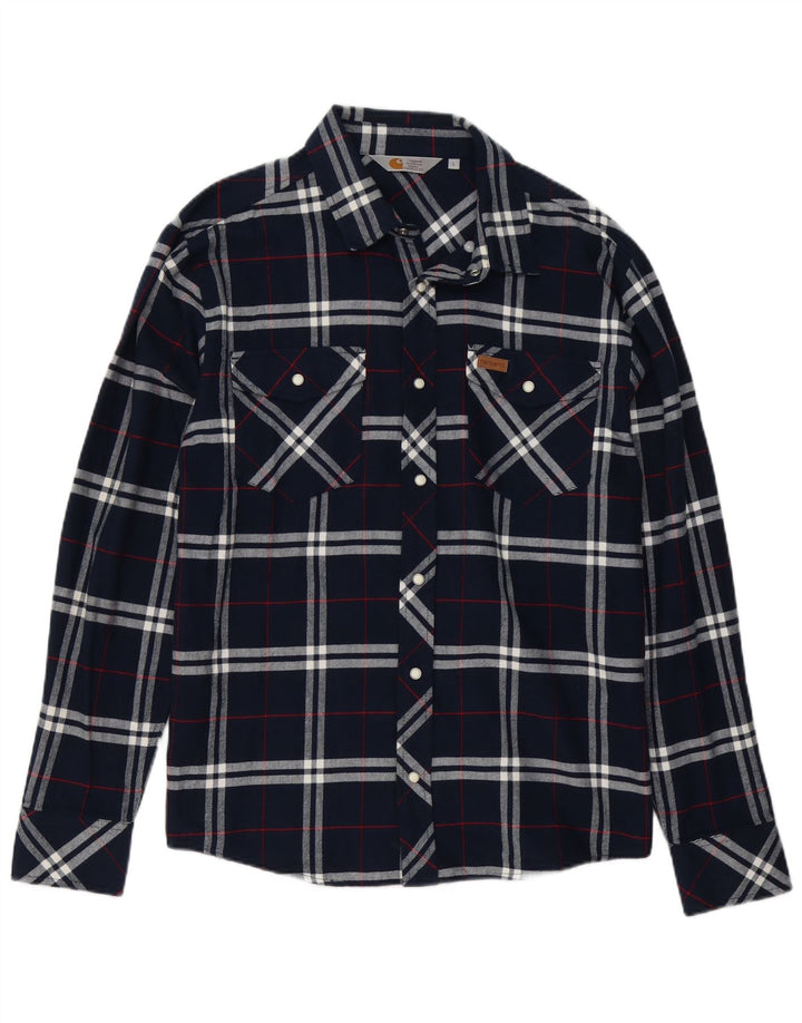 Cămașă de flanel pentru bărbați Carhartt, mare, din bumbac cu carouri bleumarin