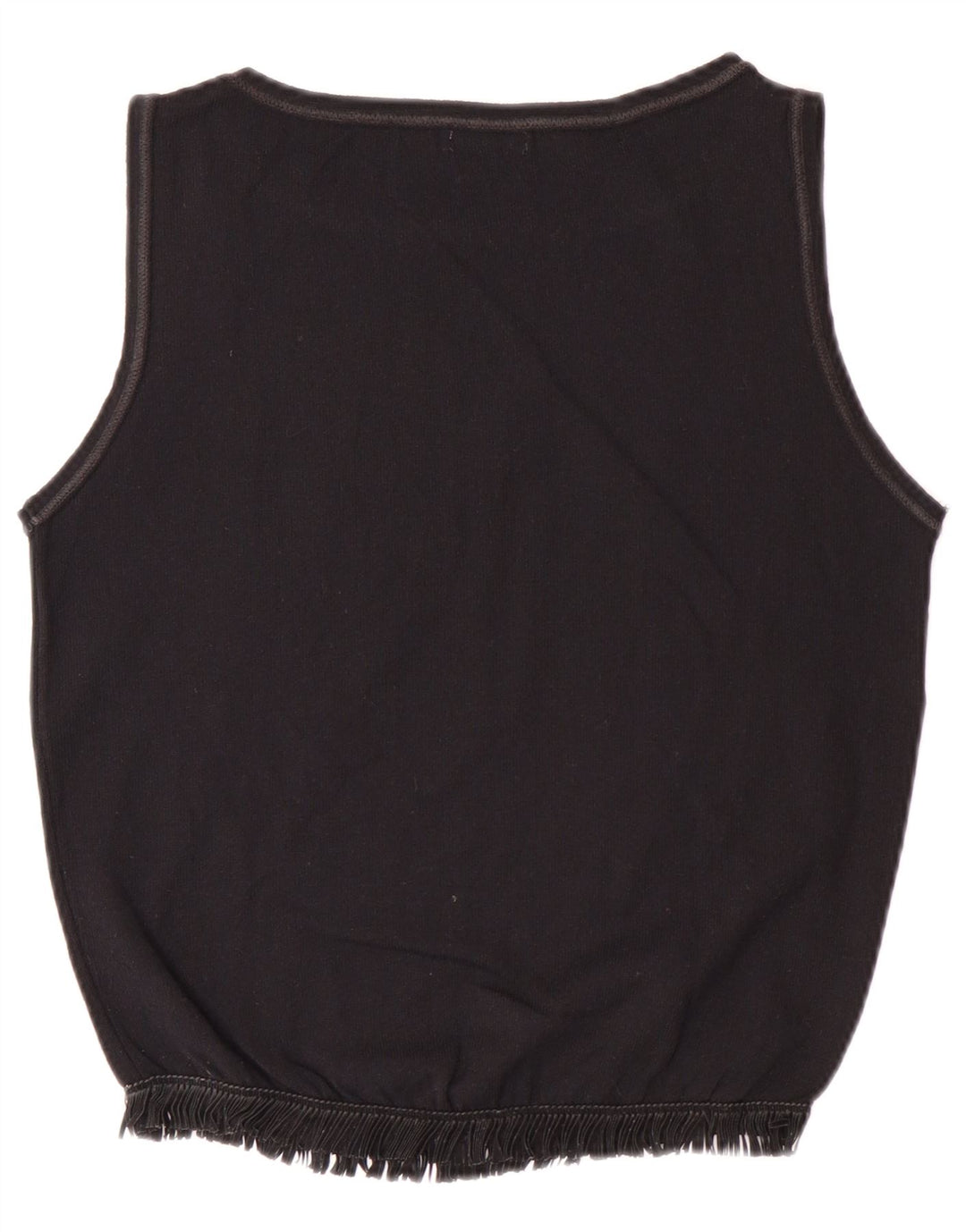 BENETTON Crop Vest Top pentru femei UK 12 Medium Black Poliamidă
