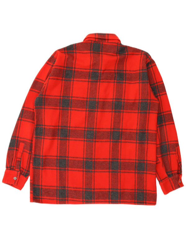 Cămașă Vintage pentru bărbați din flanel Mărimea 44 XL Lână carouri roșie