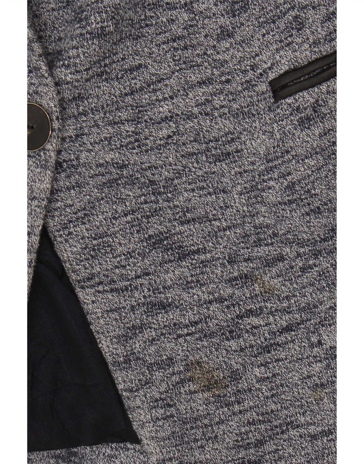Sacou blazer pentru femei Zara, cu 1 nasture, UK 6 XS, bumbac cu pete albastre