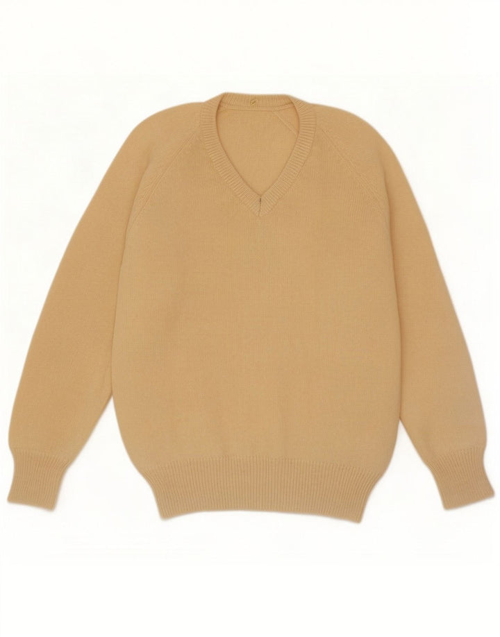 Pulover vintage pentru bărbați cu decolteu în V, XL, bej