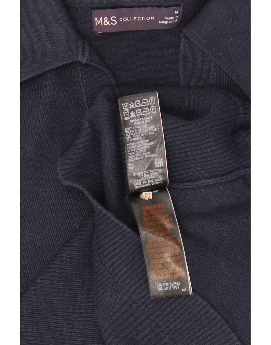 Tricou polo pentru femei Marks & Spencer UK 12 Medium bleumarin Bumbac