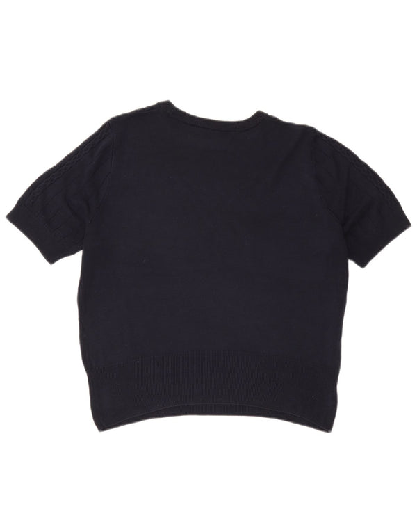 Marks & Spencer Pulover Crop Crew Deck pentru femei UK 14 Medium Bleumarin
