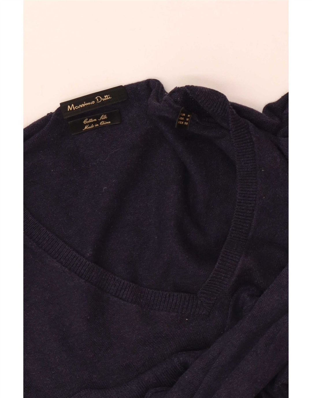 Pulover cu decolteu în V Massimo Dutti pentru bărbați, albastru bleumarin mediu