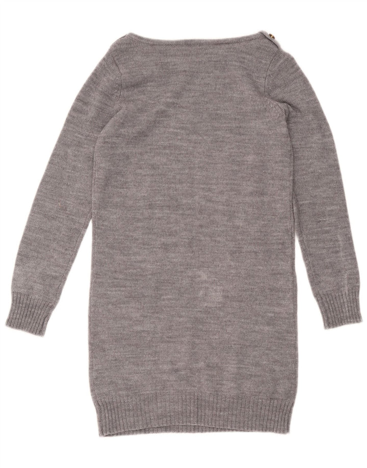 Oasis Rochie Jumper pentru Femei UK 10 Lână mică, gri cu pete