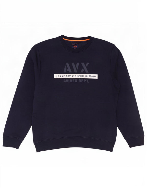 Pulover grafic pentru bărbați Avirex, 2XL, poliester bleumarin